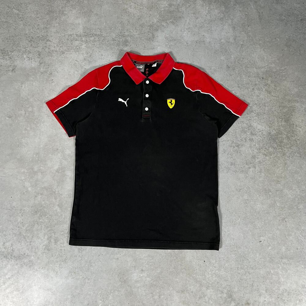 Puma Scuderia Ferrari Polo Shirt Mens Medium Black & Red Racing Team F1 Italia